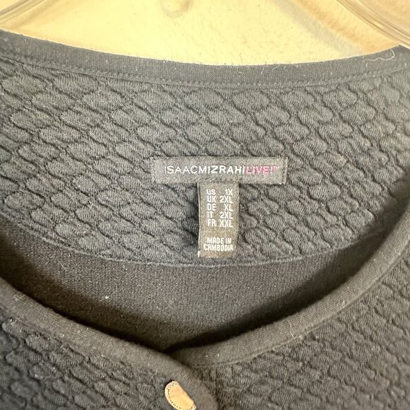 Isaac Mizrahi Live Womens Black Textured Cardigan Sweater XL Loungewear - Picture 2 of 9